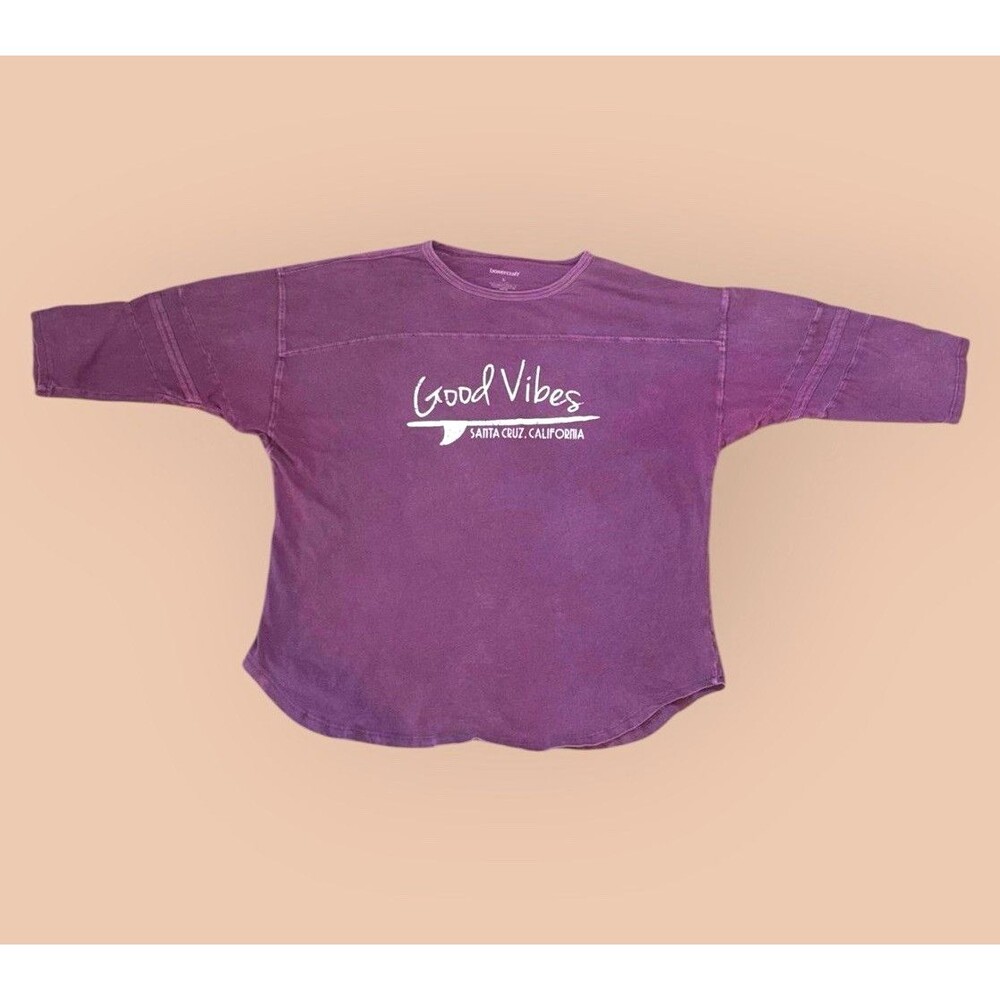 Boxercraft Women’s L Purple Good Vibes Santa Cruz CA Graphic Crew T-Shirt